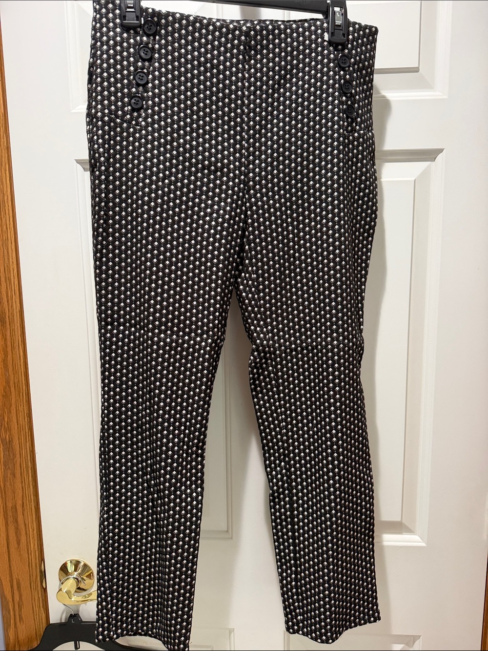 Joe B Black and White Dot-Print Straight Leg Jeans